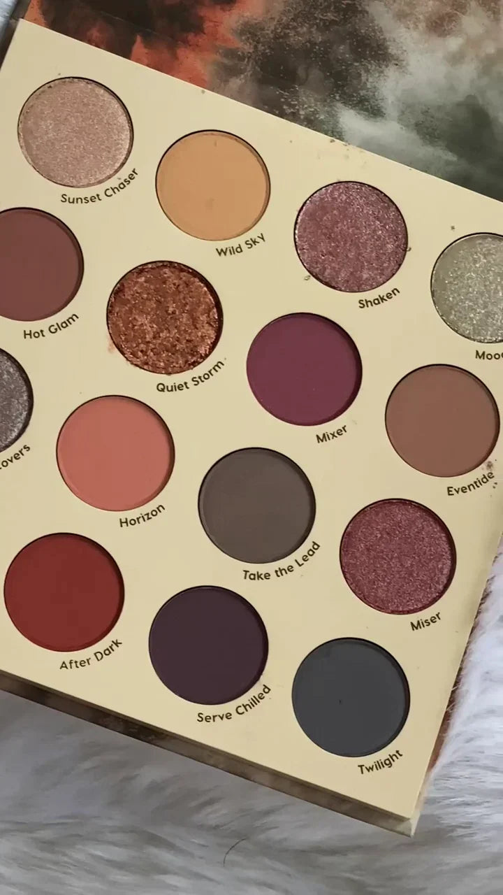 ColourPop Moody Sunset Sky 16-Pan Eyeshadow Palette: Highly Pigmented Mattes and Intense Metallic Shimmers in Deep Burgundy, Rust, and Earth-Toned Hues
