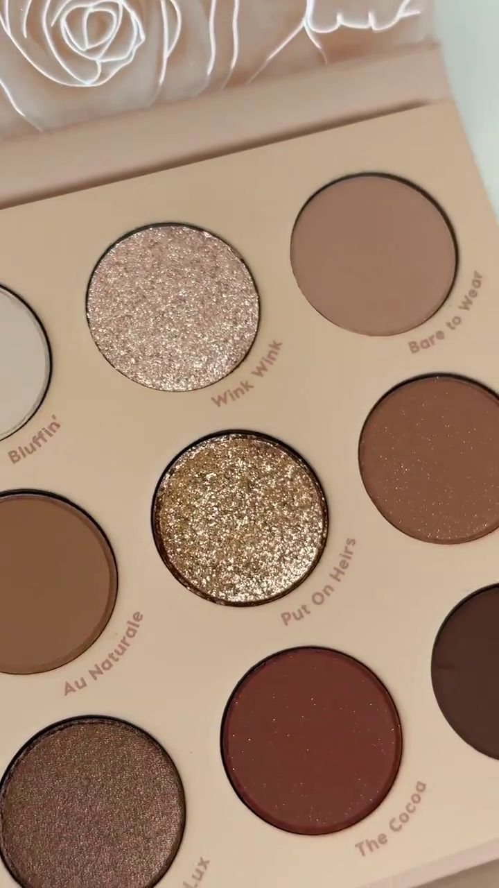 Romantic Neutrals Luxe Eyeshadow Palette – 9 Richly Pigmented Shades Featuring Matte, Shimmer & Glitter Finishes for Effortless Day-to-Night Glam