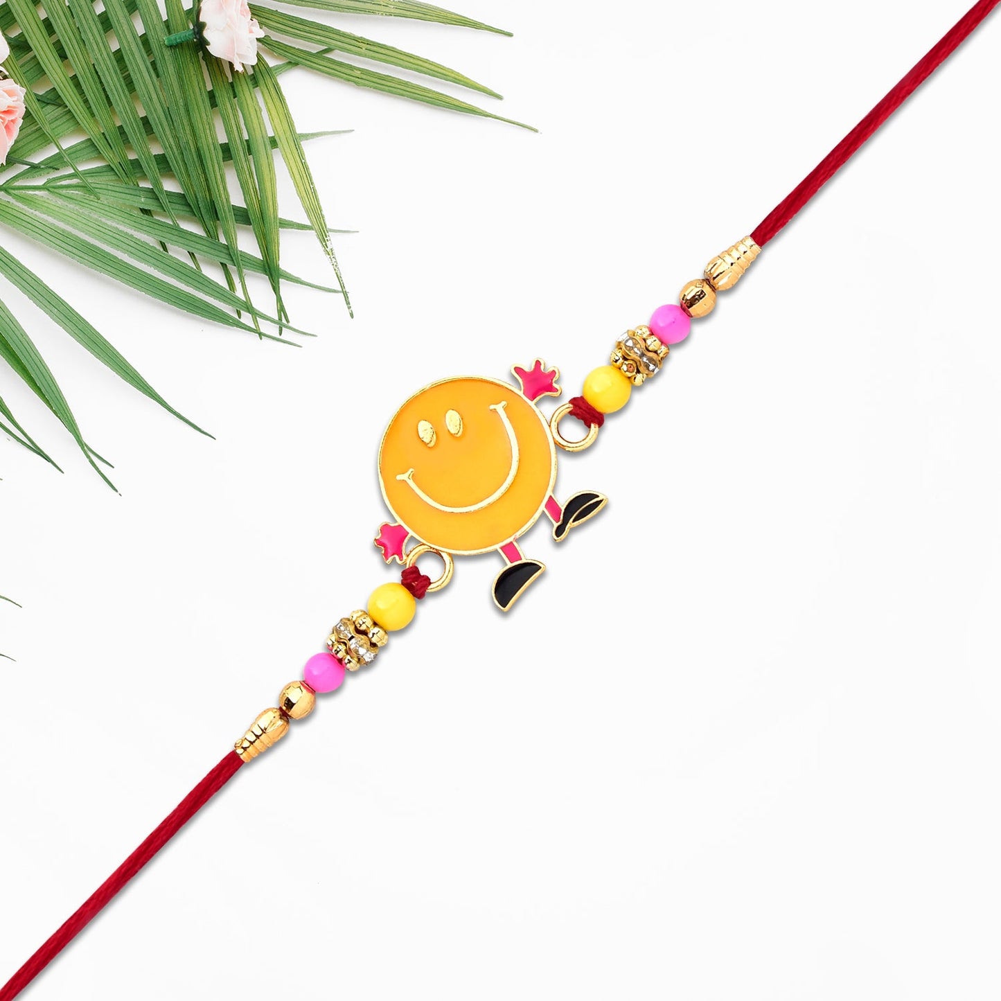 Smiley Face Kids Rakhi with Colorful Beads – Fun & Playful Design