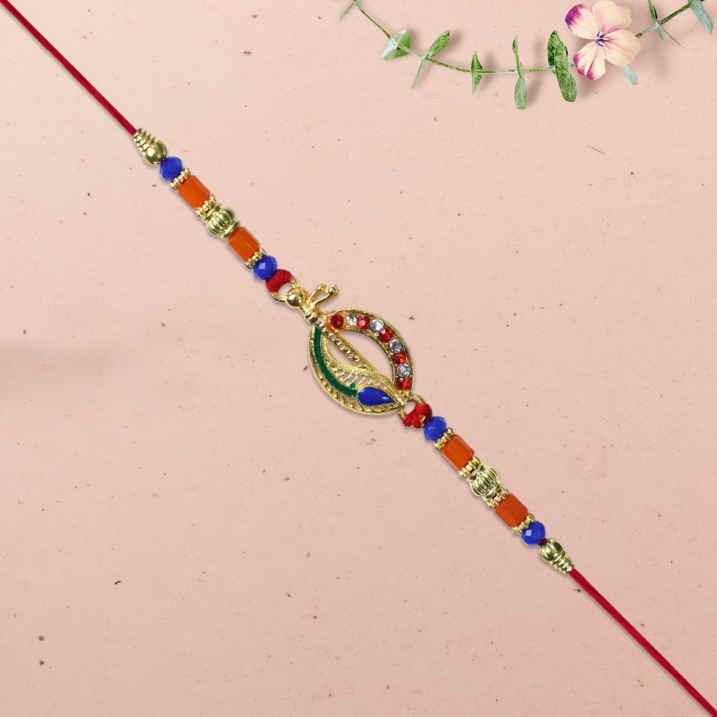 Traditional Dagger Rakhi with Colorful Beads and Stones