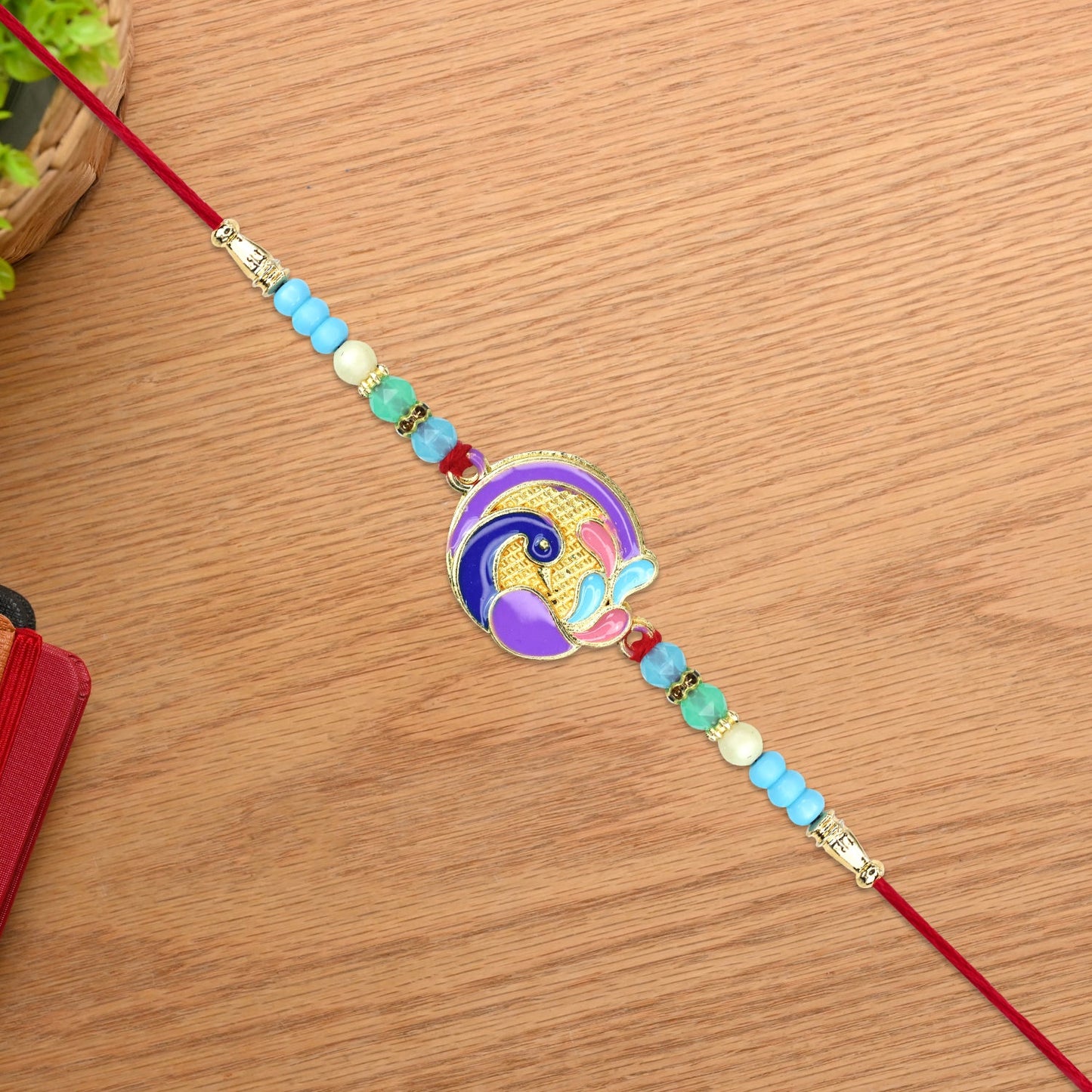 Colorful Conch Shell Rakhi with Pastel Beads