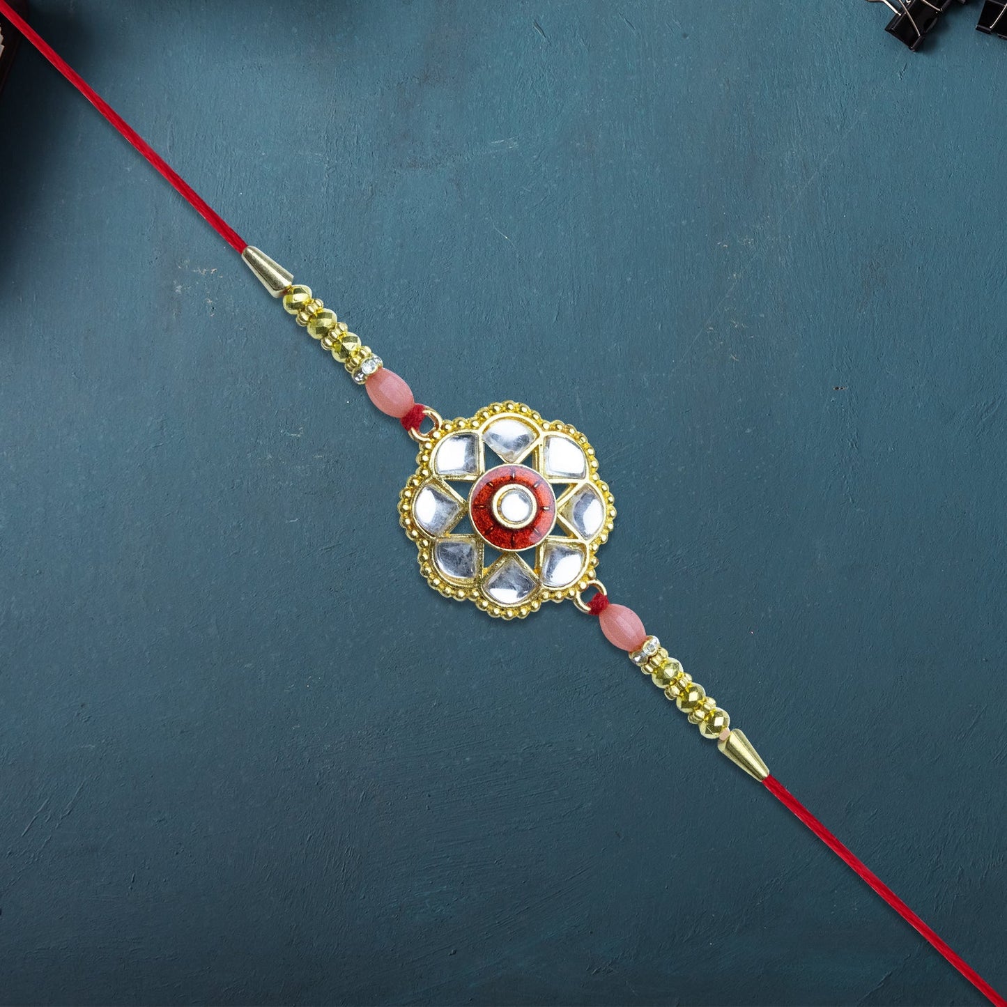 Mirror Work Floral Rakhi