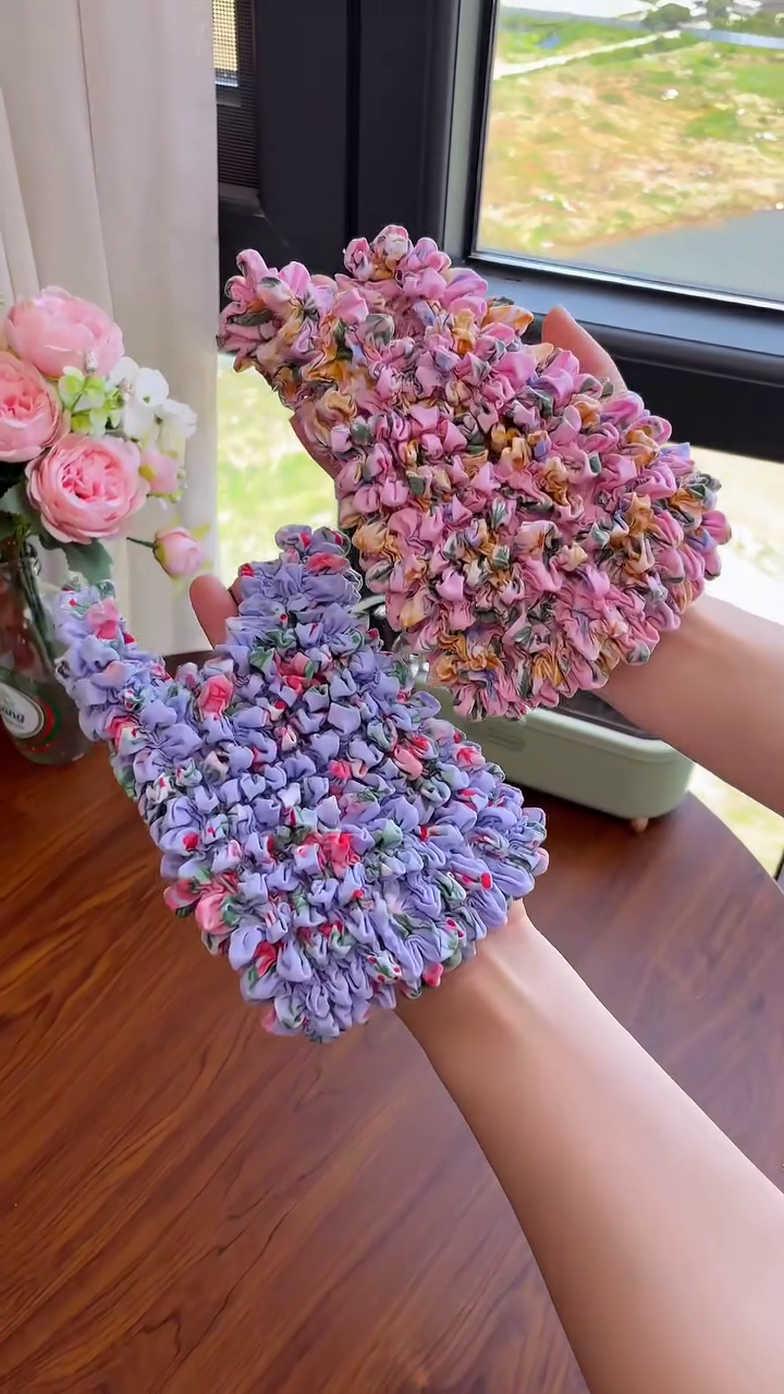 Handcrafted Mini Tote Bags Made from Colorful Scrunchie-Style Fabric – Soft, Puffy, and Lightweight Floral Patterned Purses Perfect for Cute Everyday Carry or Unique Handmade Gift