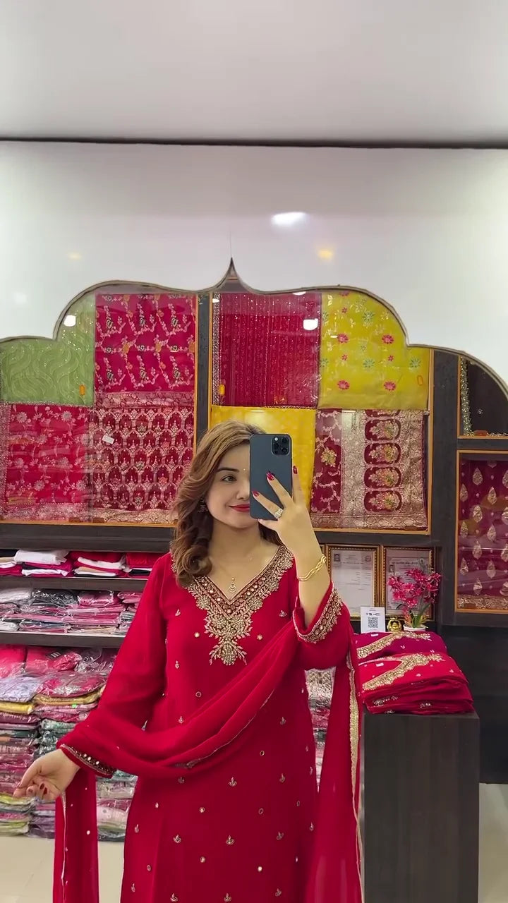 Red Kurti Pair for Women – Stylish Kurti with Matching Bottom – Perfect for Casual Wear, Office, Festive & Daily Occasions