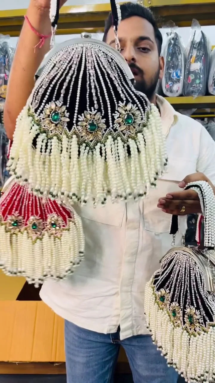 Elegant Moti Purse for Women – Handcrafted Beaded Clutch Bag with Stylish Design, Perfect for Weddings, Parties, Festivals & Ethnic Outfits
