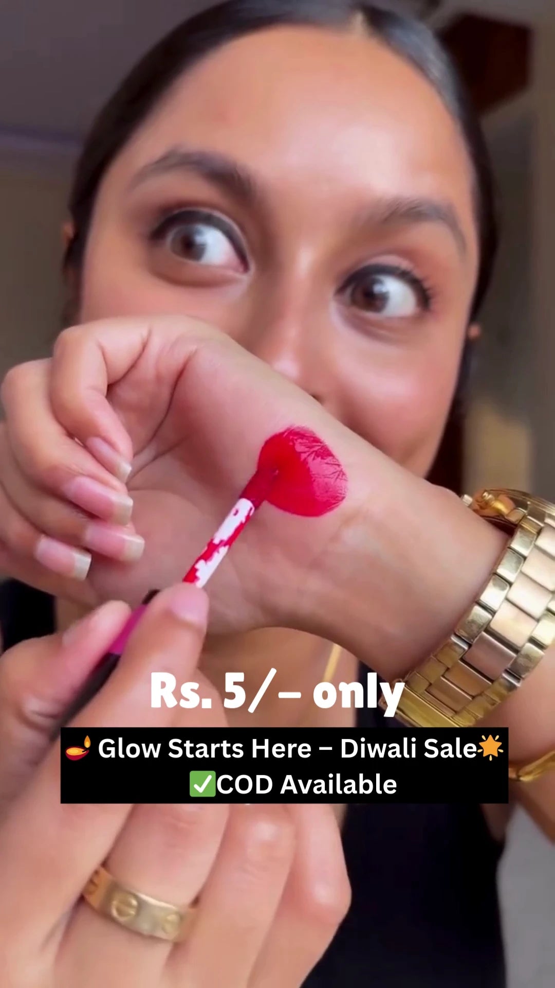 Mini Liquid Lip Tint – Long-Lasting Bold Red Shade, Travel-Friendly