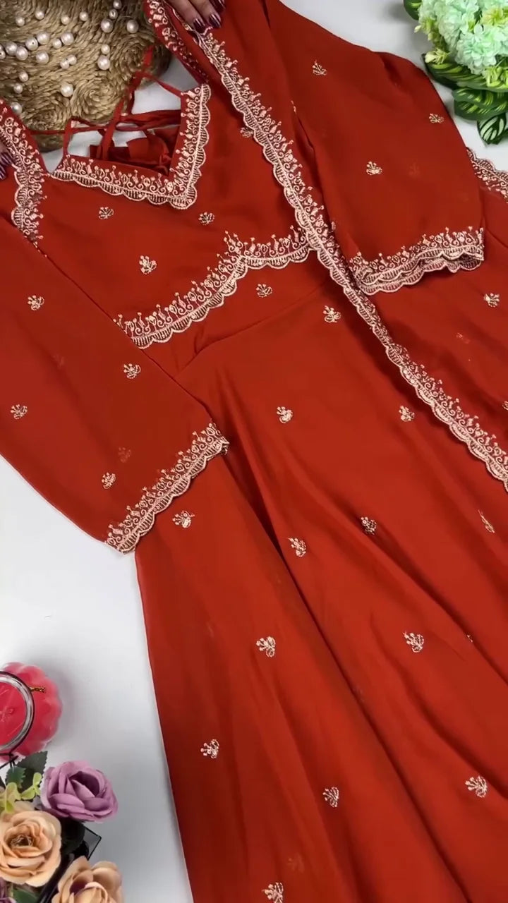 Orange Anarkali: A Radiant Blend of Festive Charm, Flattering Flare, and Timeless Ethnic Elegance