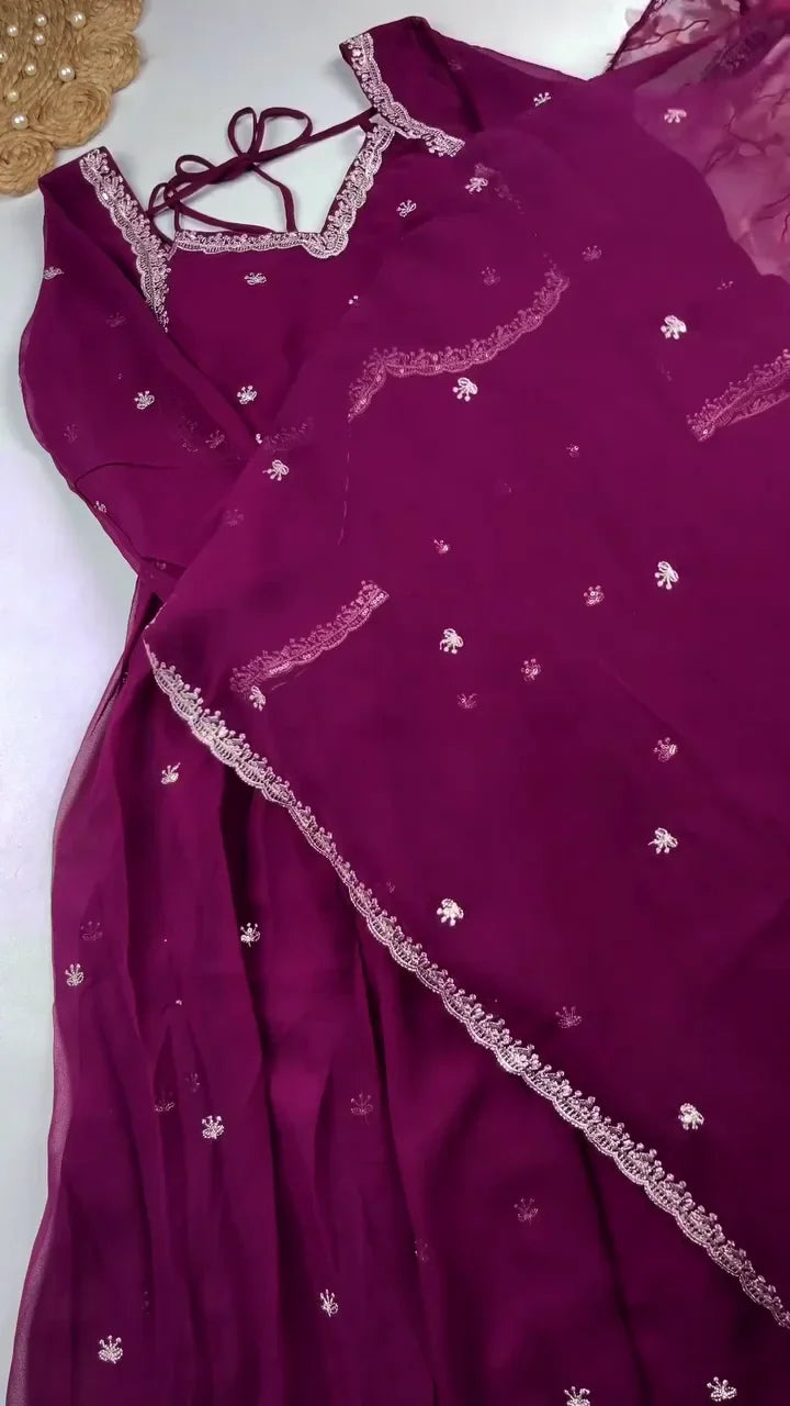 Lavender Anarkali: A Soothing Blend of Elegant Flare, Soft Hues, and Graceful Ethnic Charm