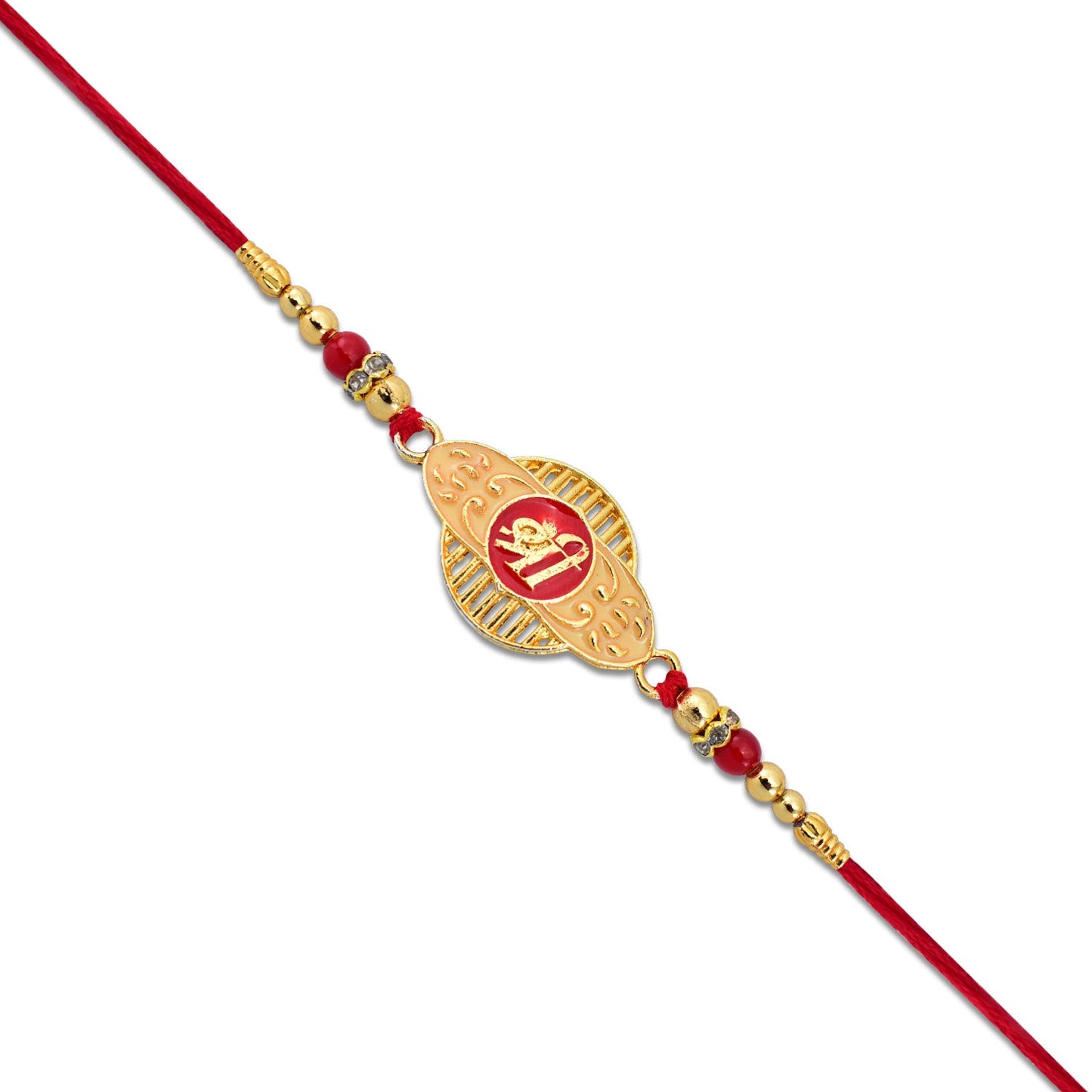 Golden Shree Rakhi with Designer Frame