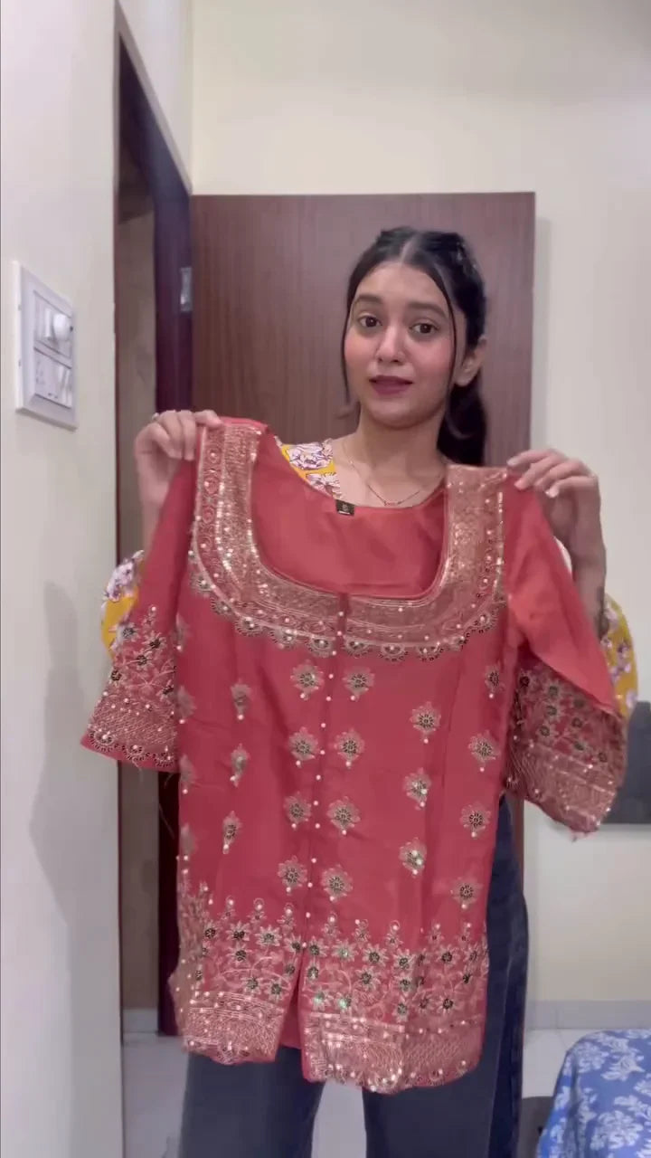 Heavy Sharara Pair: A Regal Ensemble of Grand Styling, Intricate Detailing, and Festive Elegance