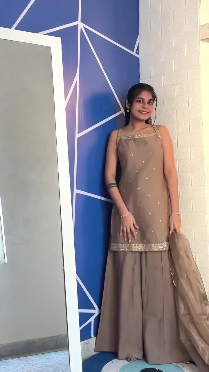 Royal Blue Anarkali Dress with Intricate Silver Embroidery and Delicate Sequin Detailing, Featuring a Flared Skirt and Elegant Chiffon Dupatta