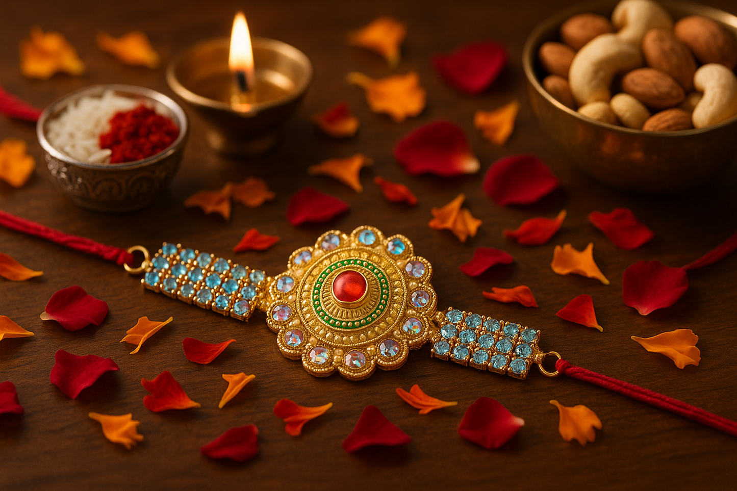 Grand Kundan Rakhi with Multicolor Stones