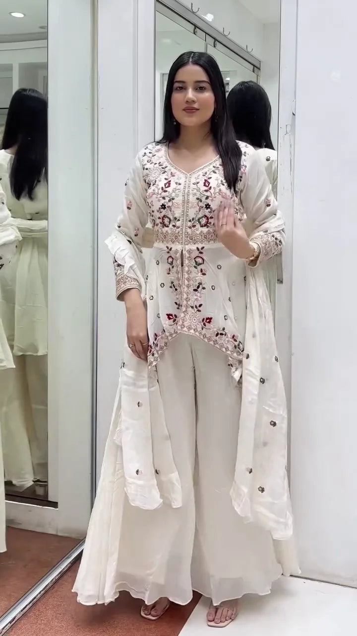 White Sharara: A Pure Blend of Elegant Simplicity, Festive Grace, and Timeless Ethnic Style