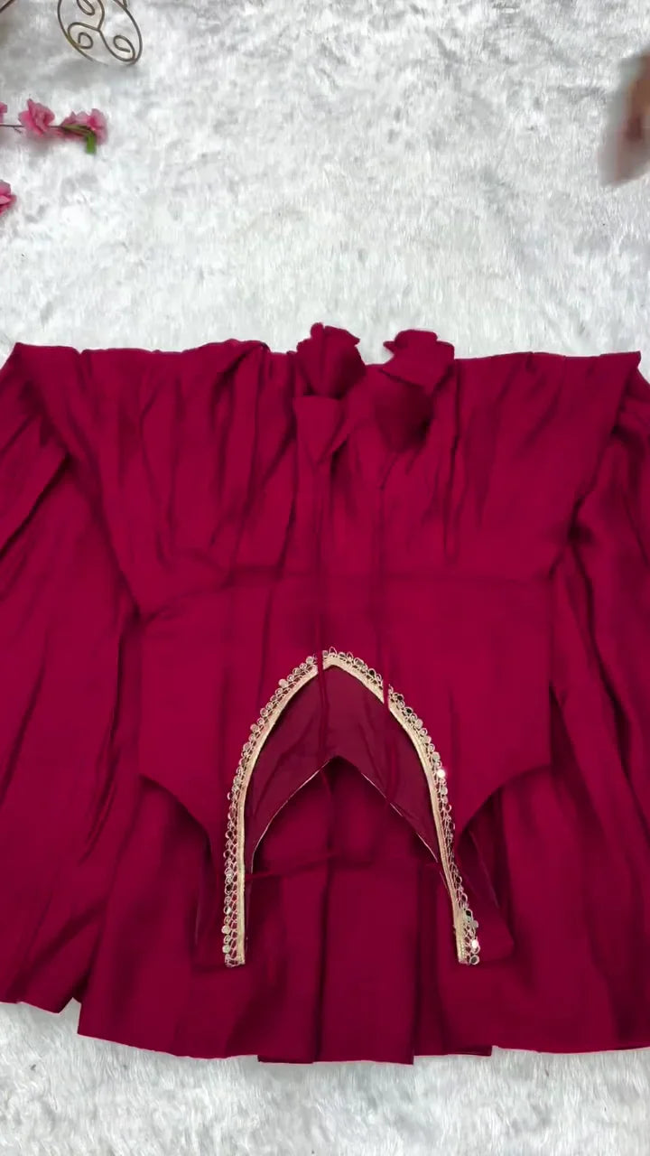 Royal Red Anarkali Suit for Women & Girls | Premium Designer Flared Anarkali Dress with Elegant Embroidery & Matching Dupatta