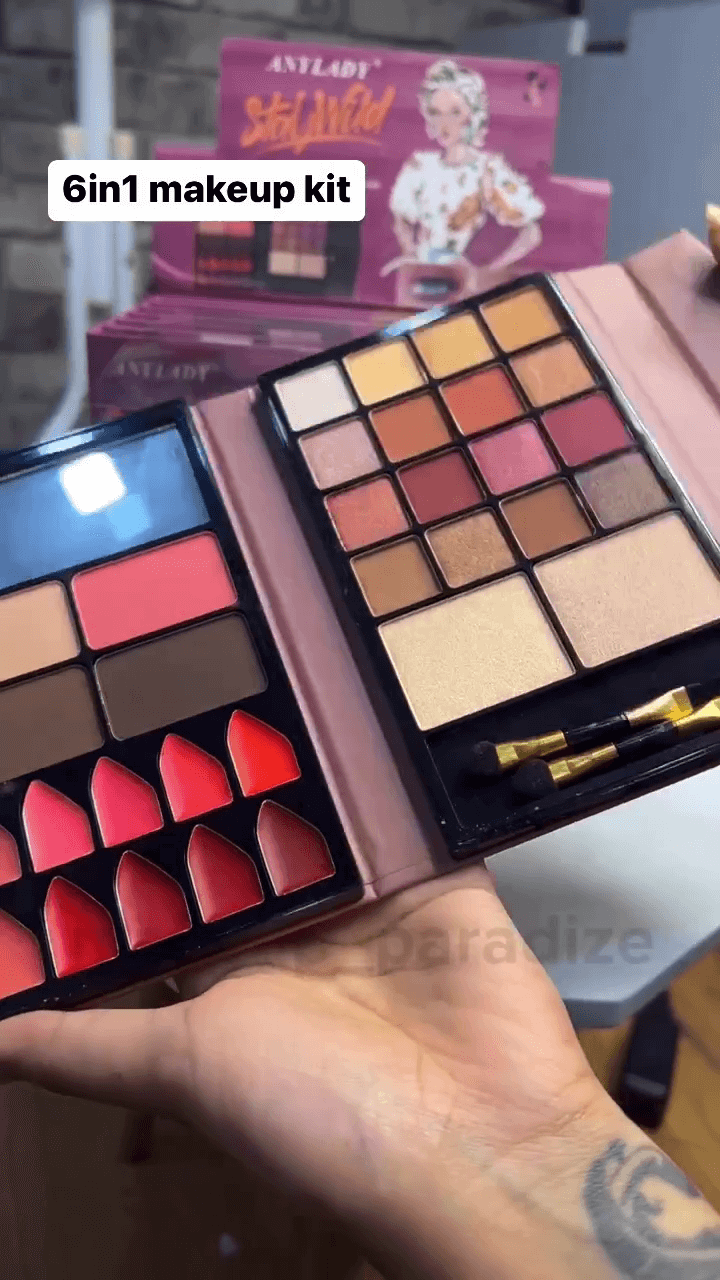 All-in-One 6-in-1 Makeup Kit Featuring Rich Matte & Shimmer Eyeshadows, Creamy Lip Colors, Blush, Highlighter, Contour & Brow Palette – Perfect for Daily Glam & Travel-Friendly Beauty Needs