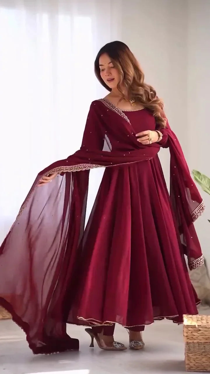 Maroon Anarkali: A Rich Blend of Royal Elegance, Flattering Flare, and Timeless Ethnic Style