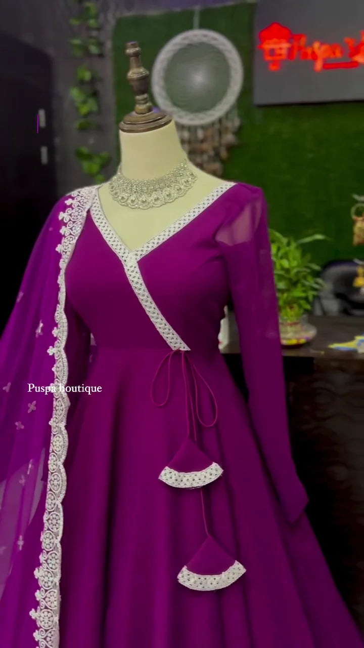 Purple Anarkali: A Regal Blend of Graceful Flare, Elegant Detailing, and Timeless Ethnic Beauty
