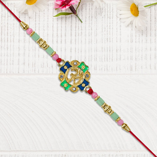 Om Rakhi with Colorful Beads