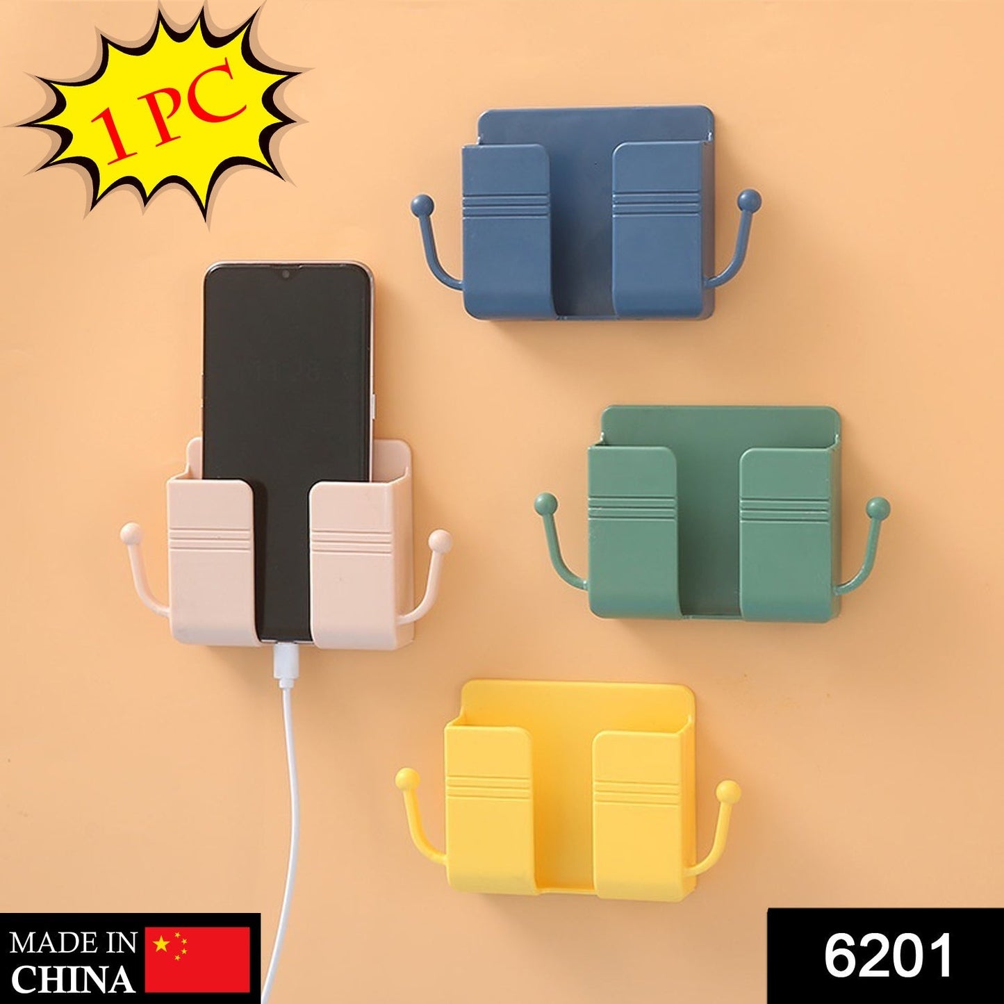 1 Pc Wallmount Mobile Stand With Hook Design used in all kinds of places including household and many more as a hanging support for and stuffs purposes.