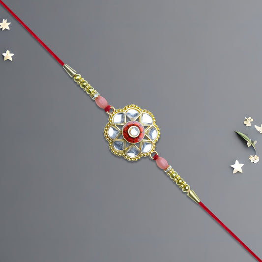 Mirror Work Floral Rakhi