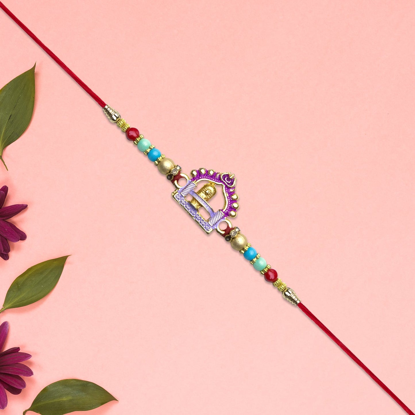 Shivling Temple Rakhi with Multicolor Beads