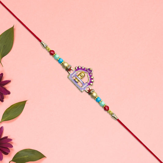 Shivling Temple Rakhi with Multicolor Beads
