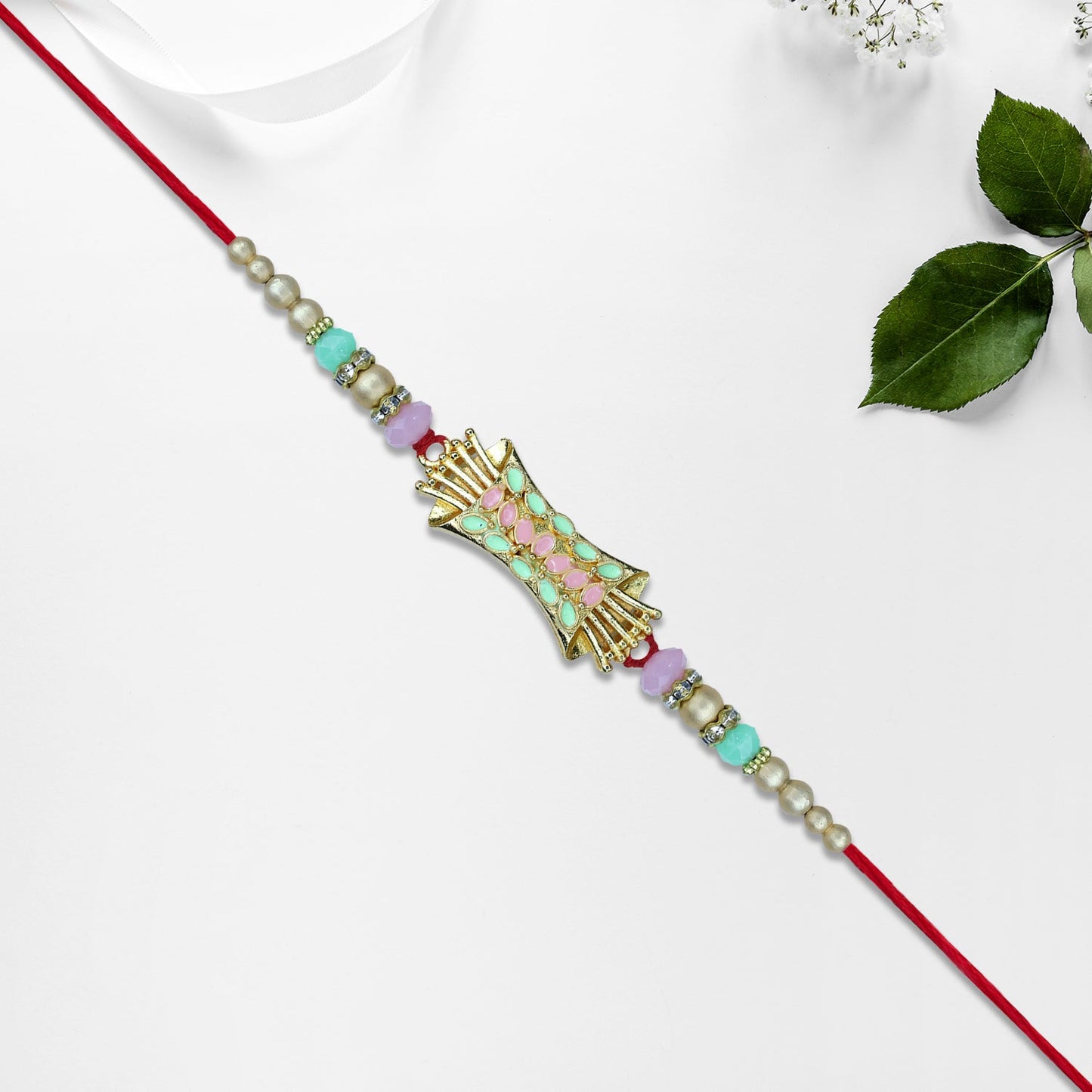 Elegant Mint & Pink Rakhi