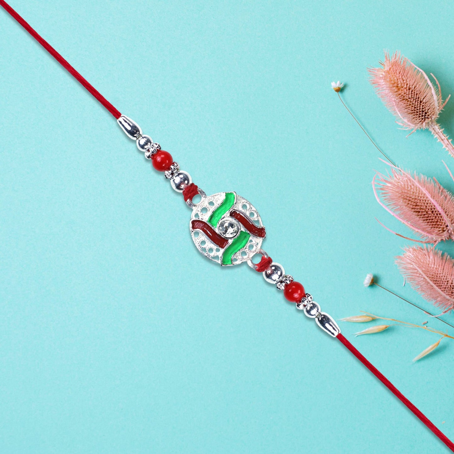 Silver-Tone Swastik Rakhi