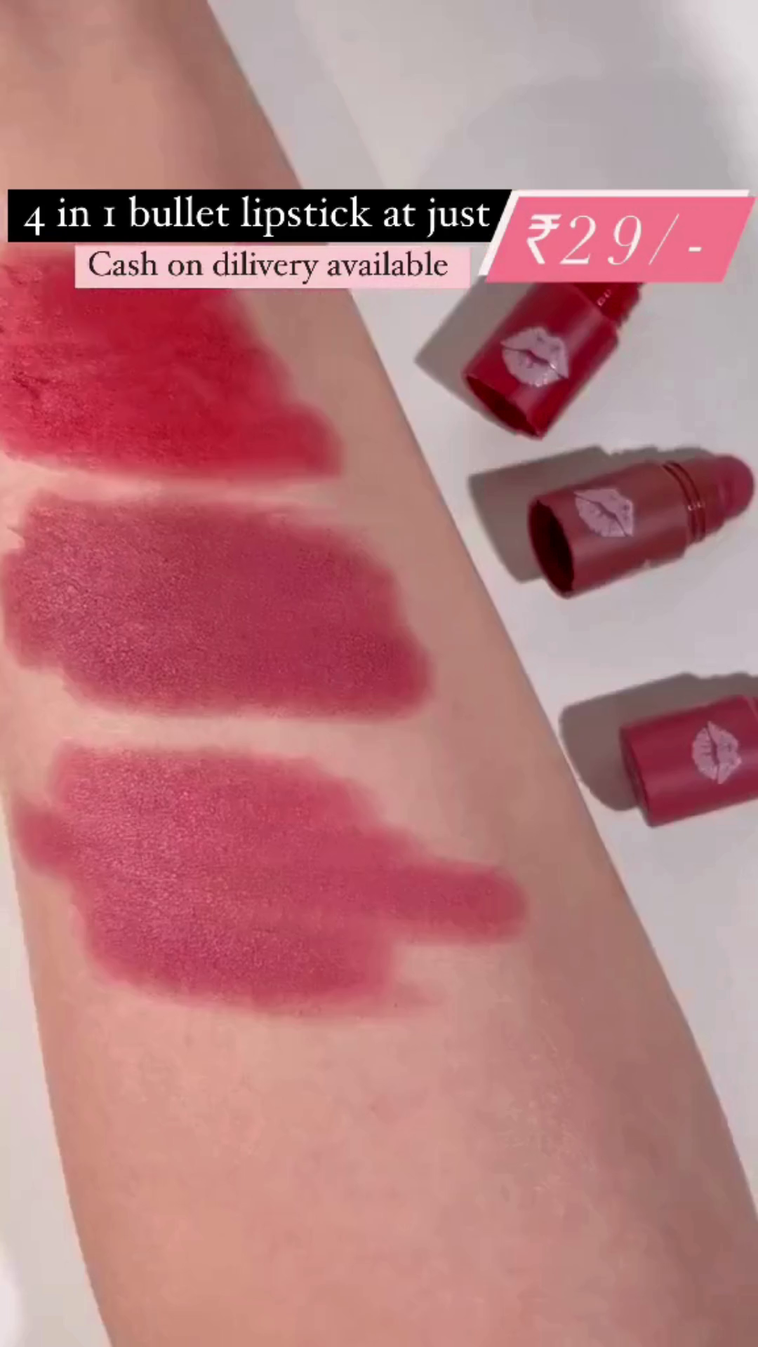 4-in-1 Multi-Shade Lipstick Bullet – Long-Lasting, Velvet Matte Finish, Compact & Travel-Friendly Lip Colors