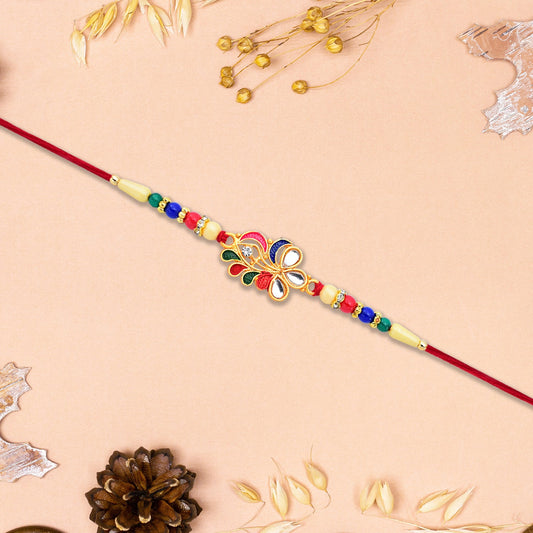 Multicolor Peacock Feather Rakhi