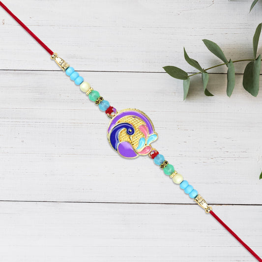 Colorful Conch Shell Rakhi with Pastel Beads