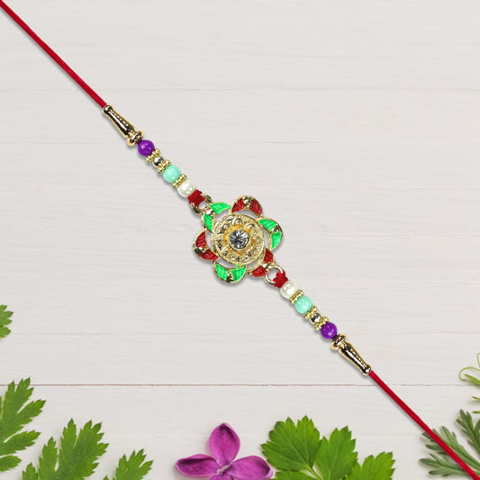 Gold-Plated Floral Rakhi