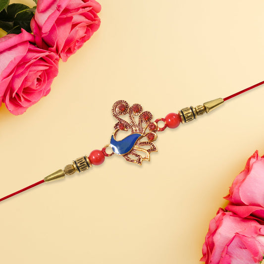 Ethnic Peacock Rakhi with Stone Detailing