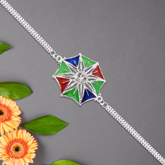 Colorful Star-Shaped Rakhi with Central Stone