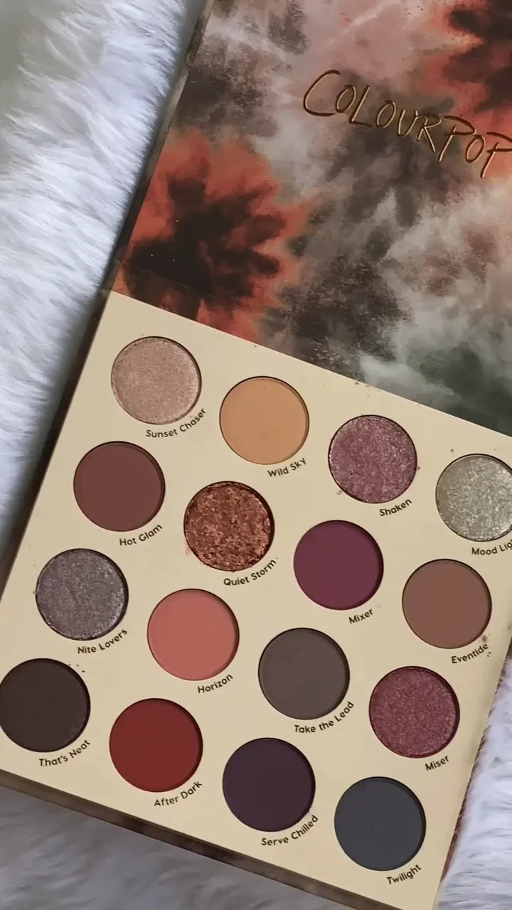 ColourPop Moody Sunset Sky 16-Pan Eyeshadow Palette: Highly Pigmented Mattes and Intense Metallic Shimmers in Deep Burgundy, Rust, and Earth-Toned Hues