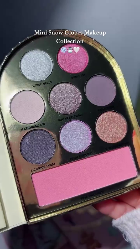 Mini Snow Globes Makeup Collection – Whimsical Winter-Themed Eyeshadow & Blush Palettes Featuring Festive Shades Like Sleigh Bells, Candy Cane Lane, Winter Blues & More in Charming Holiday Packaging