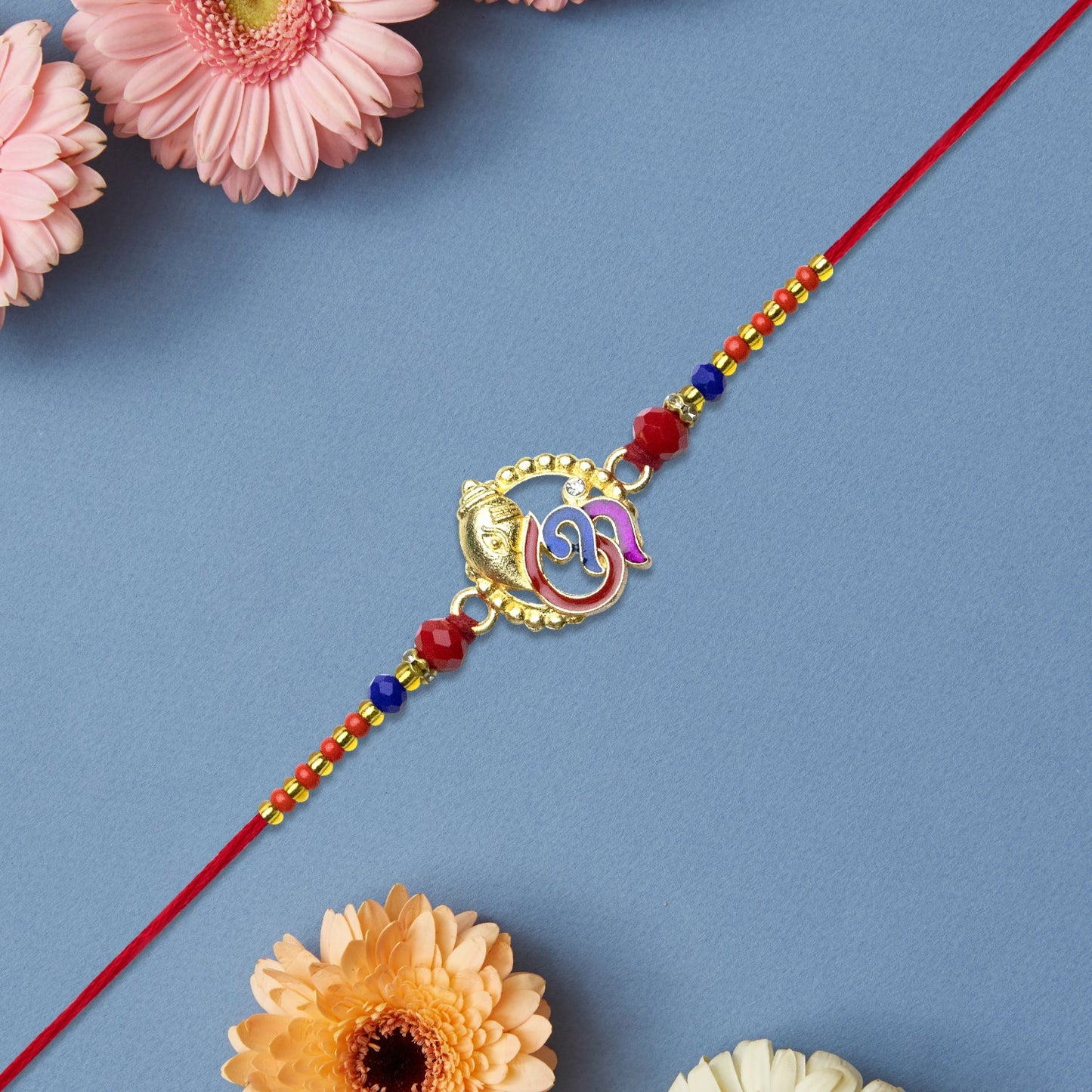 Ganesh Rakhi with Vibrant Enamel Work