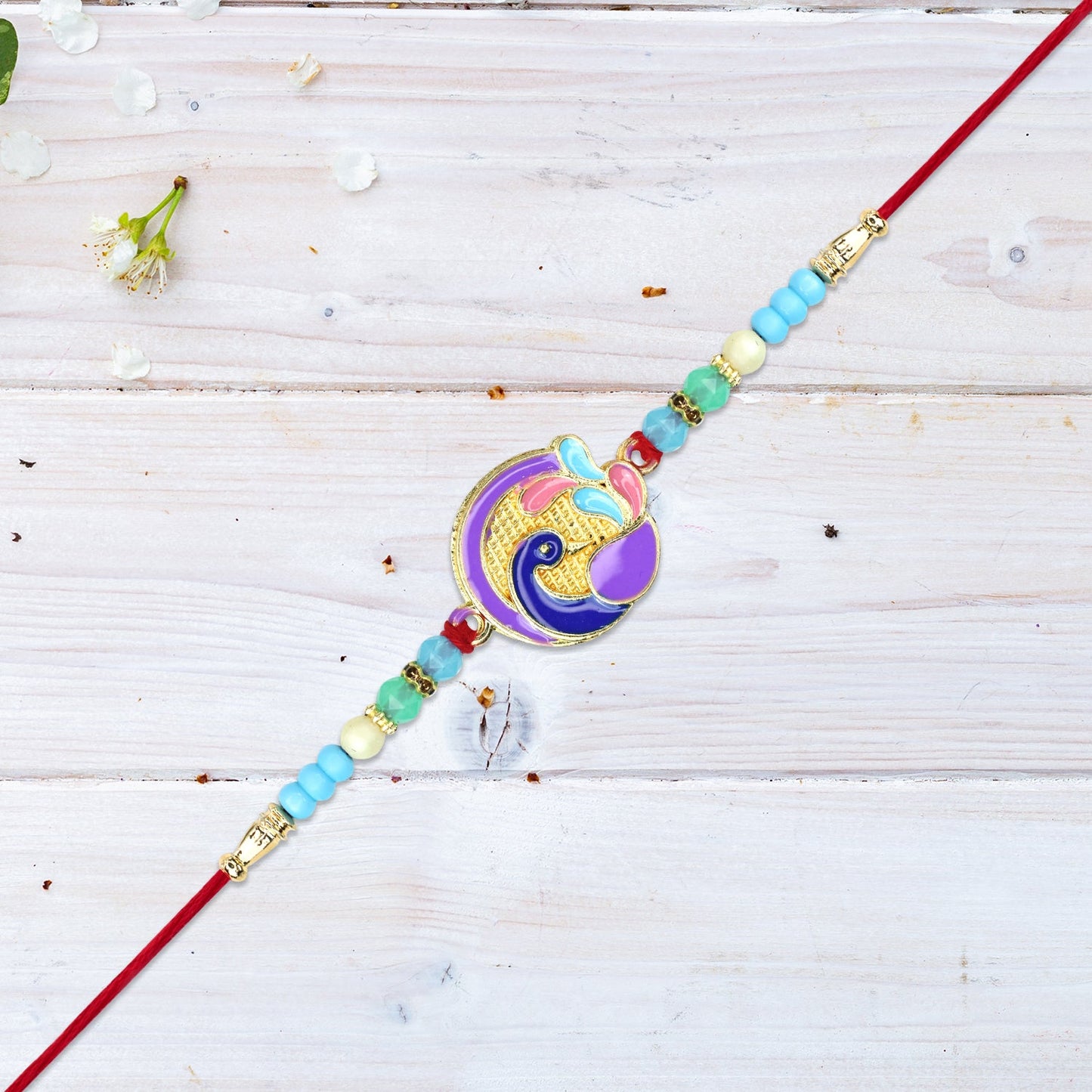 Colorful Conch Shell Rakhi with Pastel Beads