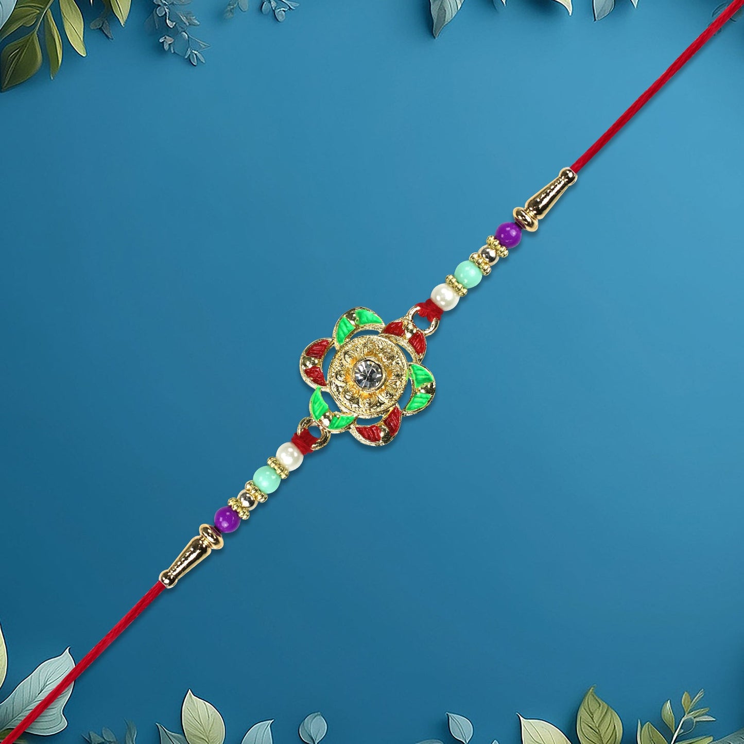 Gold-Plated Floral Rakhi