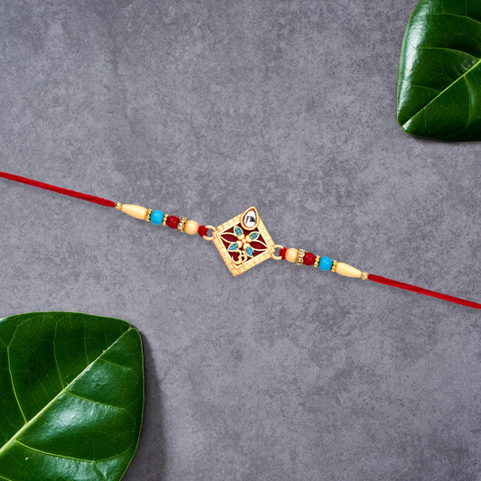 Traditional Beaded Kundan Rakhi