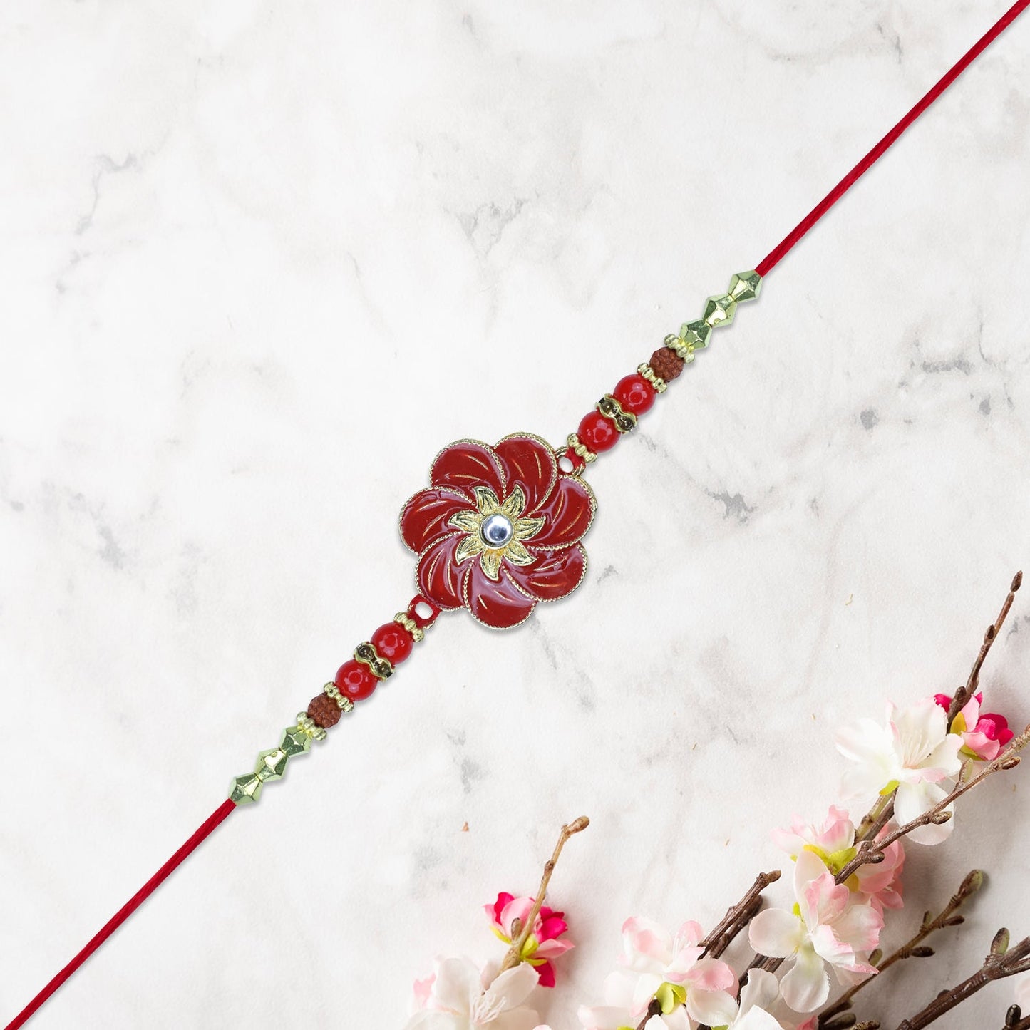 Red Floral Designer Rakhi