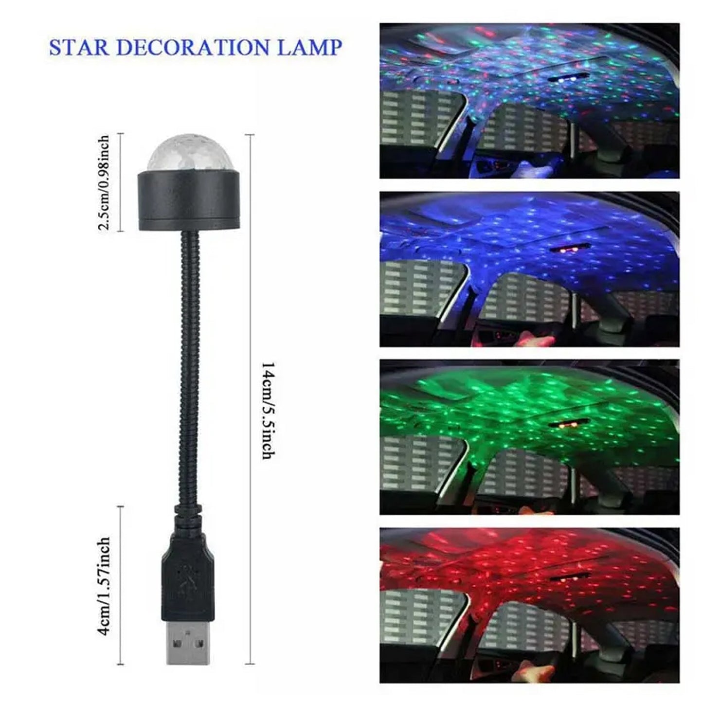 USB Star Projector & Disco Ball Light for Car & Bedroom Decor