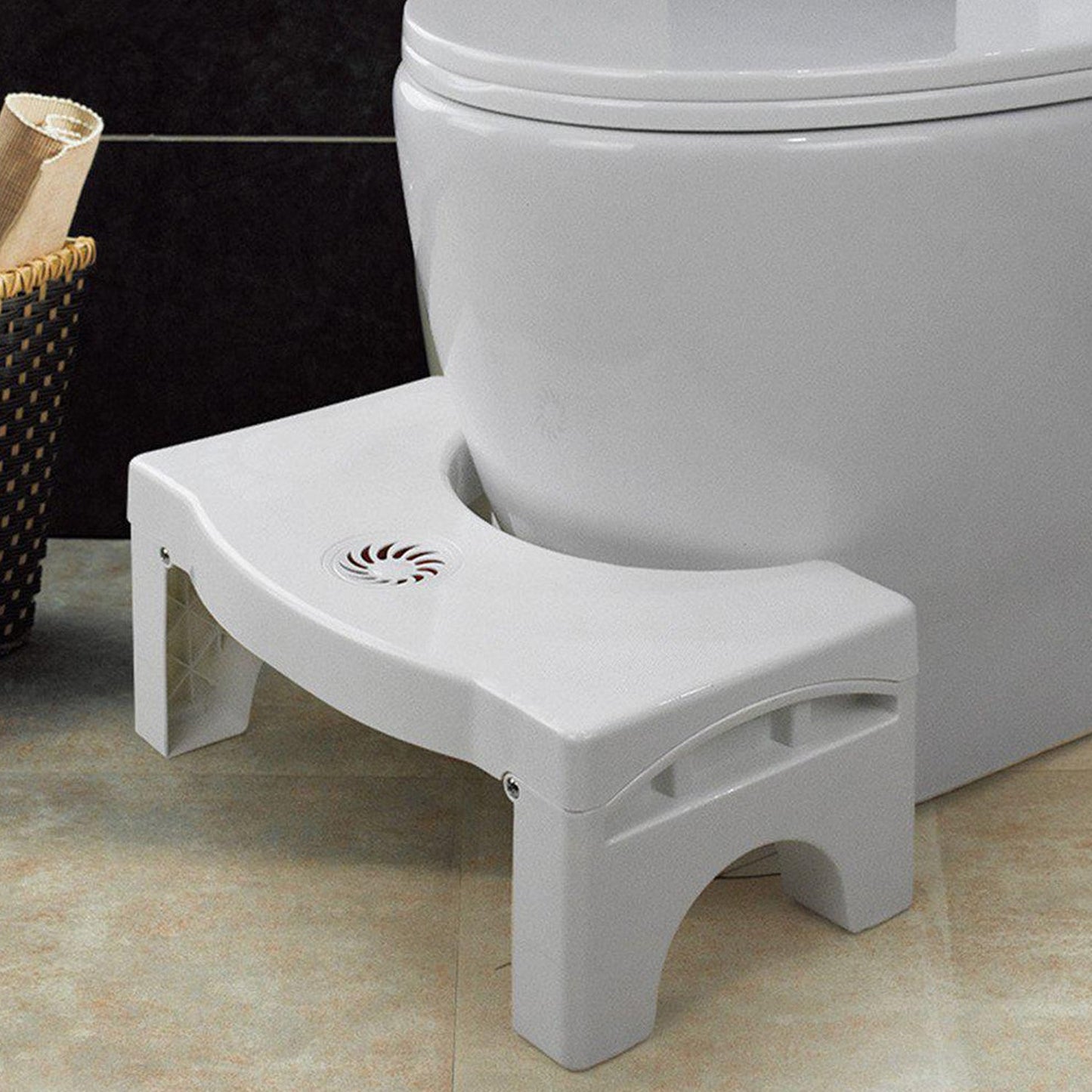 Plastic Non-Slip Folding Toilet Squat Stool - White Color