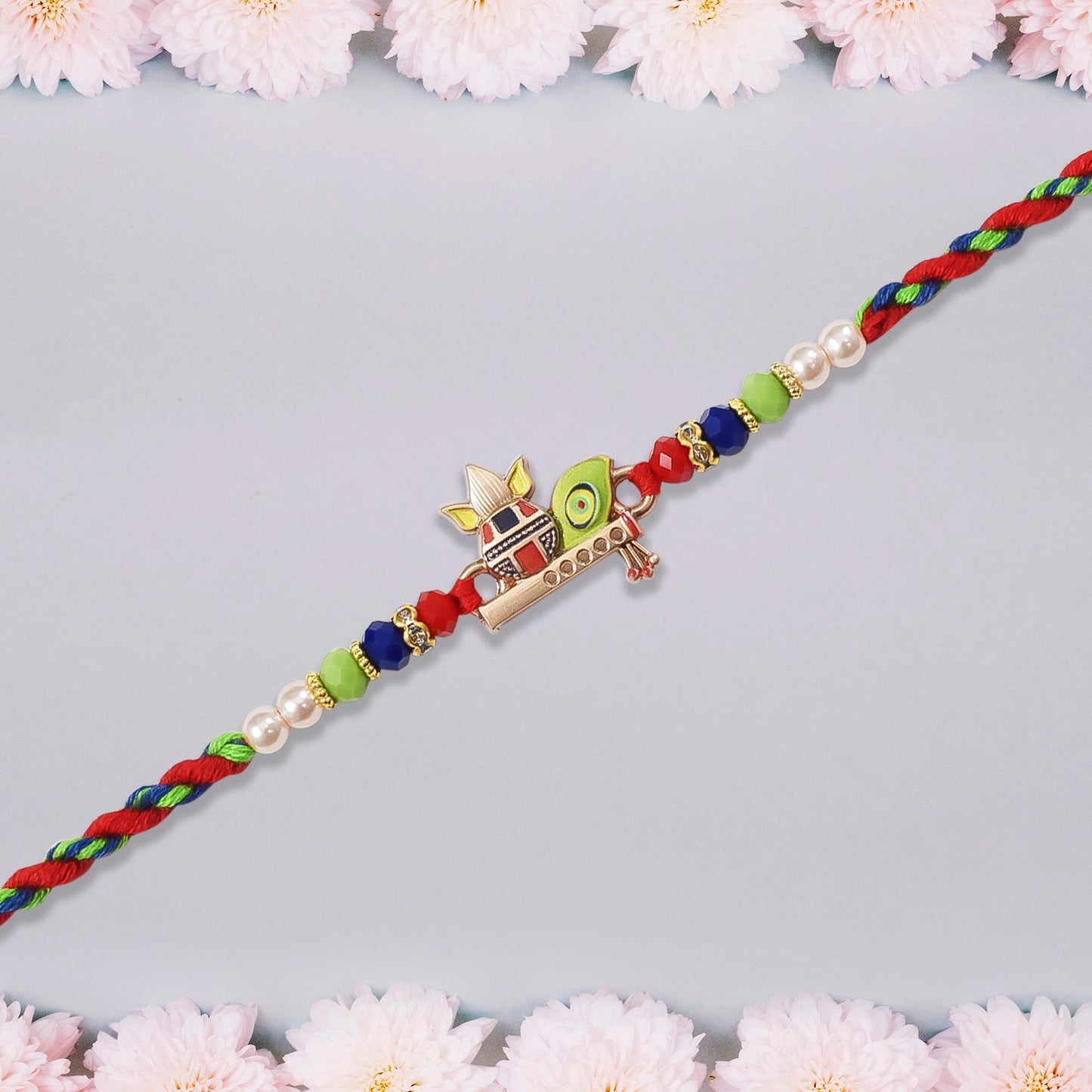 Kalash Rakhi with Flute and Peacock Feather