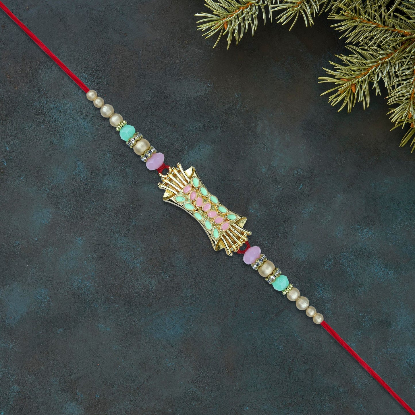 Elegant Mint & Pink Rakhi
