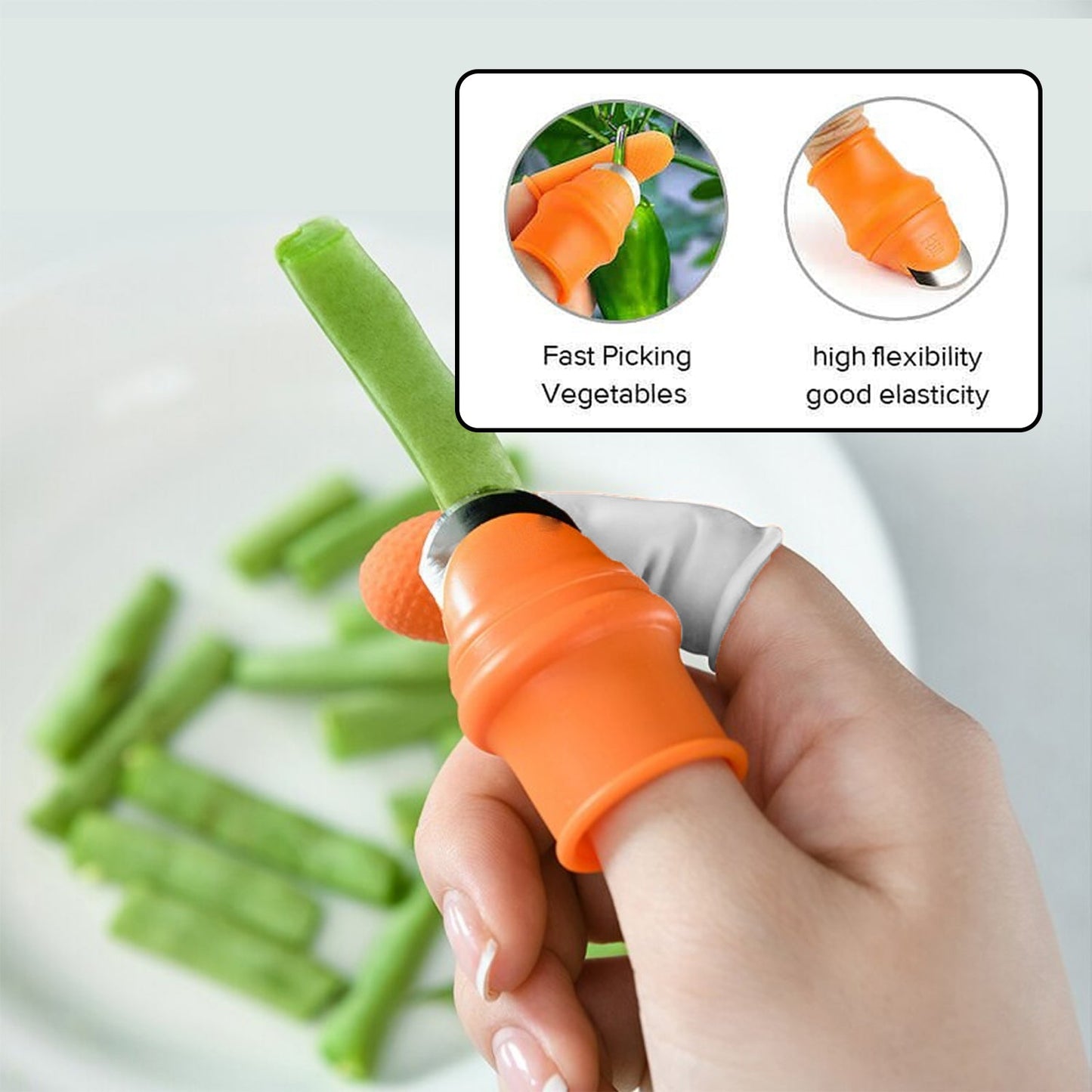 1 Pair V Thumb Cutter with Box – Handy Peeler for Fruits & Vegetables, Kitchen Tool for Home & Office Use
