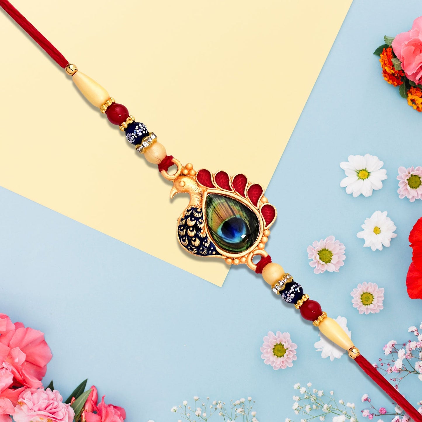 Peacock feathers rakhi