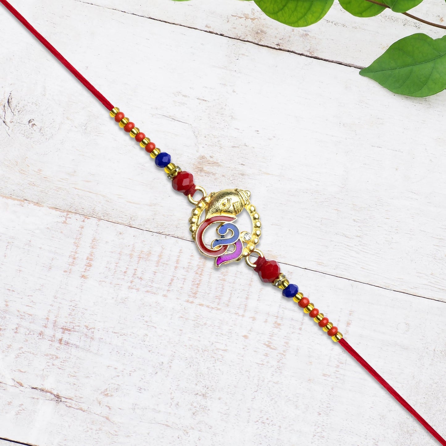 Ganesh Rakhi with Vibrant Enamel Work