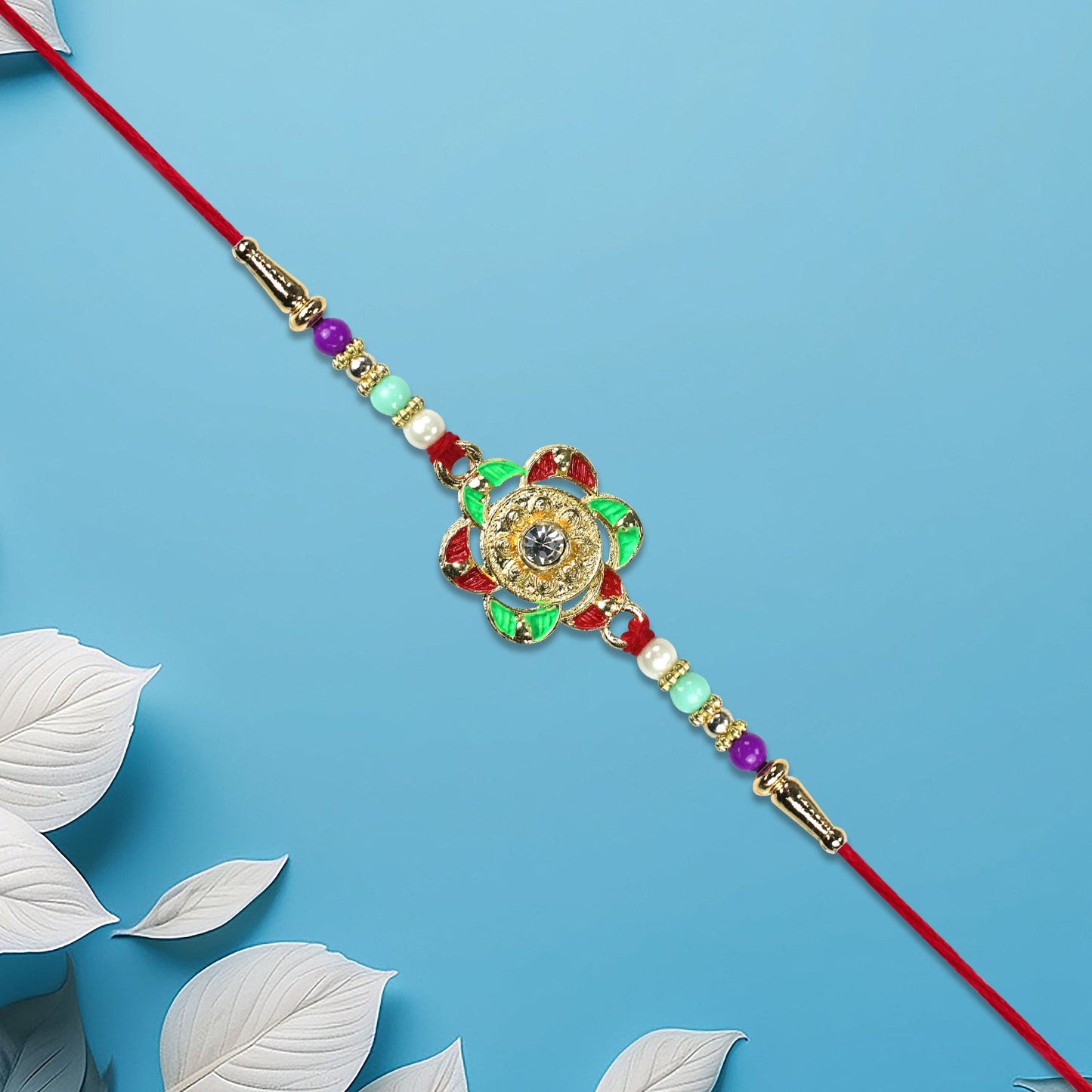 Gold-Plated Floral Rakhi