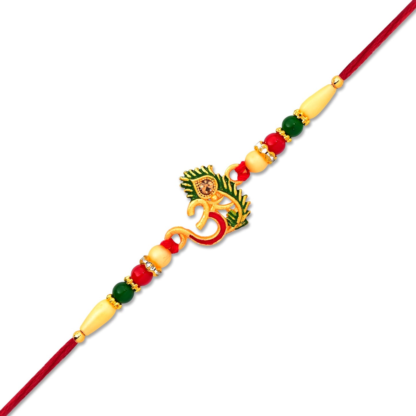 Om & Peacock feather Rakhi